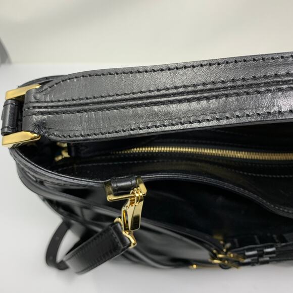 Burberry Bridle Dutton Hobo Bag Leather Double Belted Gold Buckle Black - Picture 8 of 15